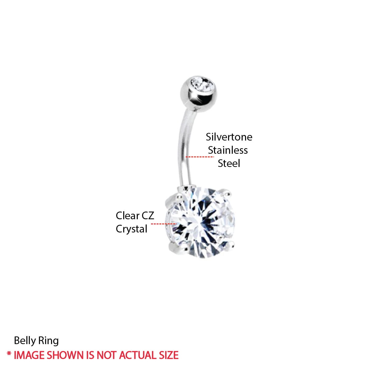 NEW HOCKEY PLAYER ACTIVE SPORTS FAN CHARM ON 14g CLEAR CZ BELLY RING BARBELL