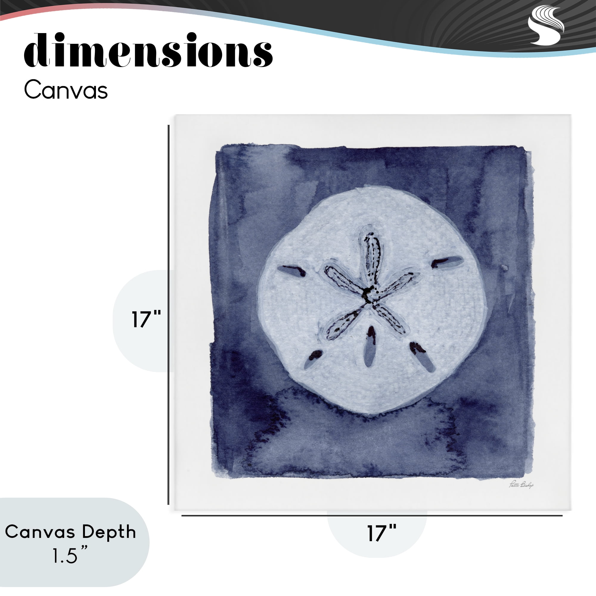 Stupell Industries White Sand Dollar on Indigo Canvas Wall Art, design by Patti Bishop