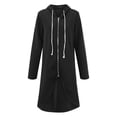 thumbnail image 4 of Baberdicy Women's Long Hooded Zip up Hoodie, Street Style Irregular Hem Fleece Top , Irregular-Hem Hoodie, Longline Zip Sweatshirt, Streetwear Layer Black M, 4 of 5