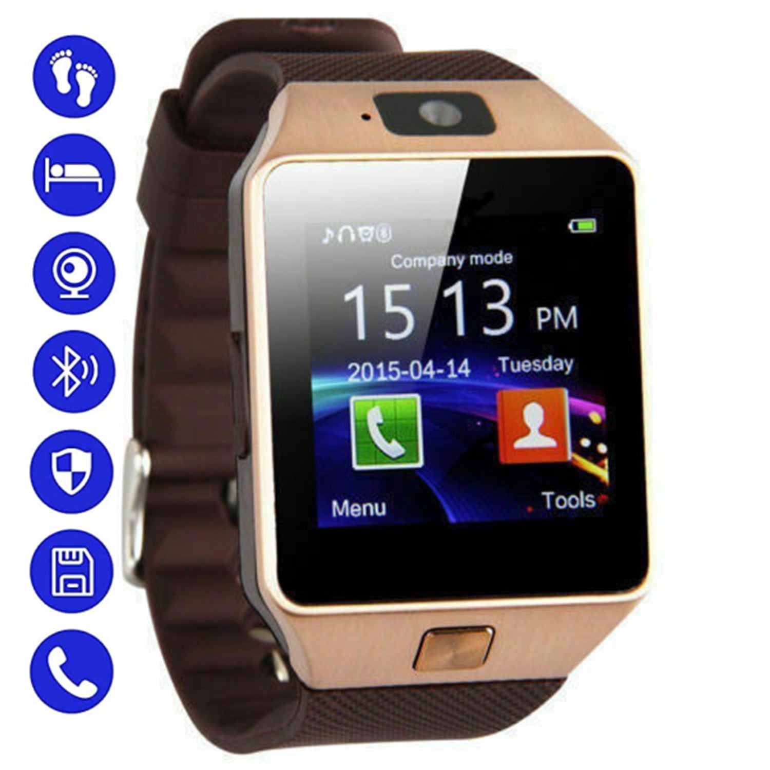 Bluetooth Smart w/ Camera Card TF/SD Card Slot Smartwatch Phone for iPhone iOS Android Samsung - Walmart.com