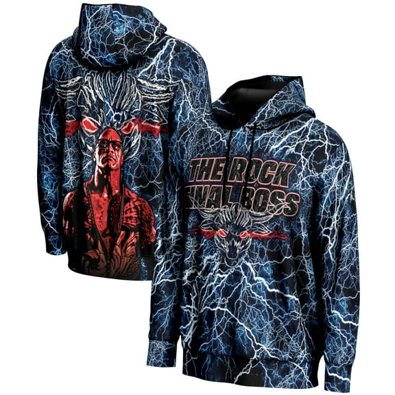 Men's Blue The Rock The Final Boss Graphic Pullover Hoodie
