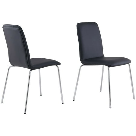 2 Black Dining Chairs - Mainstays Upholstered Metal Leg Dining Chairs, Set of 2, Black