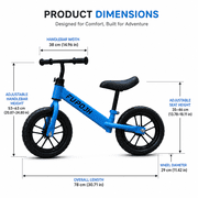 FUPOJH 12 Kids Balance Bike, No Pedal, Light-Up Wheels, Adjustable, for Toddlers 2-5,Blue