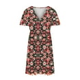 thumbnail image 3 of ibuvkizy Women Plus Size Casual Dress Clearance Summer Fashion Dress V Neck Printed Short Sleeve Comfortable Loose Dress Beach Sundresses, 3 of 3