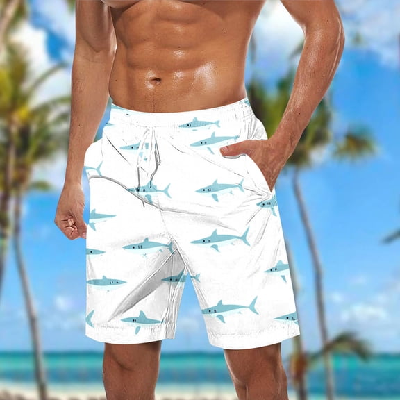 Viluyesy Mens Swim Trunks, Quick Dry Drawstring Surfing Graphic Swimwear Beach Board Shorts with Pockets White 3XL
