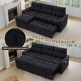 thumbnail image 4 of Muumblus Convertible Sofa Bed, Sectional Sleeper Sofa with Storage Chaise, L-Shaped Couch for Living Room, Black Chenille, 4 of 13