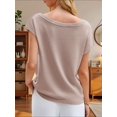 thumbnail image 5 of Short Sleeve Womens One Shoulder Sweater Tops Casual Loose Knit Going Out Shirt, 5 of 6