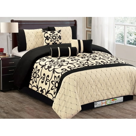 7 Pc Posh Sunflower Floral Scroll Quilted Trellis Comforter Set