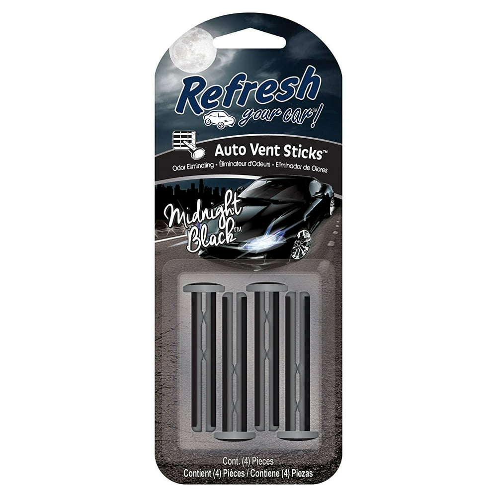 Refresh Auto Vent Sticks Car Air Freshener, Midnight Black Scent