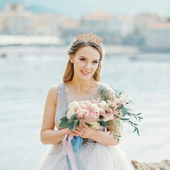 Milisten 1Pcs Curved Bridal Crown Wedding Tiara Golden Hair Accessories for Women Prom
