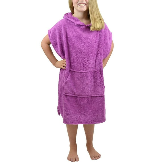Hjcommed Serviette de Plage à Capuche pour Enfants, Serviettes de Bain pour Tout-Petits Filles, Garçons, Serviette à Capuche en Microfibre, Douce et Absorbante pour Bain, Natation, Piscine Violet L