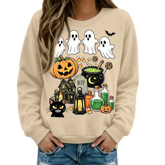 Halloween Sweatshirts For Women Ghost Sweatshirts Work Sweaters Cute Sweaters Casual Sweaters Oversized Sweater Cute Halloween Outfits Comfy Clothes Trendy Fall Sweaters Womens Track Suits