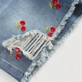 thumbnail image 6 of YMNXA Toddler Kids Girls Denim Shorts Elastic Waist Cherry Embroidery Distressed Ripped Comfortable Fashion Short Bottoms For Everyday Wear,Watermelon Red,10-10.5 Years, 6 of 6