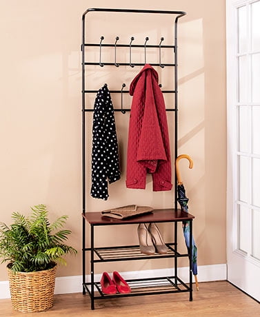metal coat rack with shelf