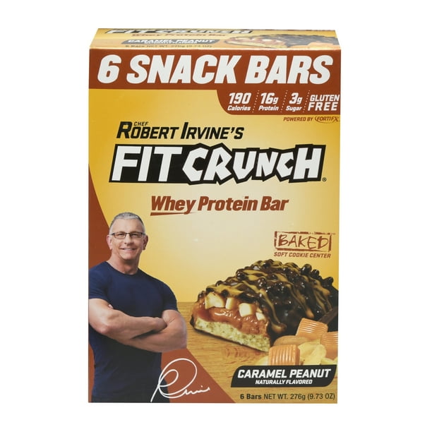 Robert Irvine's Fit Crunch Caramel Peanut Whey Protein Bar, 9.73 Oz., 6