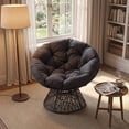 thumbnail image 2 of Gymax 360-Degree Swivel Papasan Chair Round Wicker Lounge Chair w/Thick Cushion&Metal Frame Gray, 2 of 10