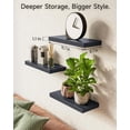 thumbnail image 4 of BAYKA Floating Shelves for Wall, Wall Mounted Rustic Wood Shelves for Bathroom, Bedroom, Living Room, Kitchen, Hanging Shelf for Books/Storage/Room Decor with 22lbs Capacity (Black, 3 Set, 15.7in), 4 of 10