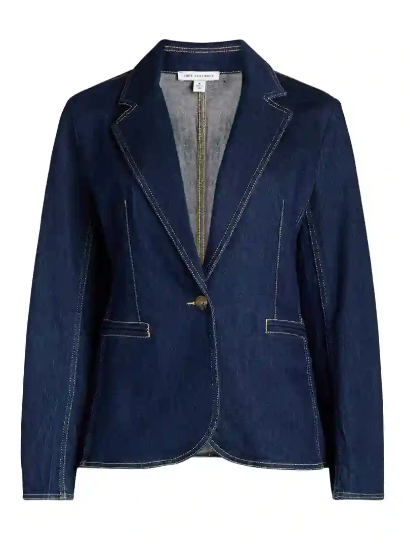 ジャケット SINGLE-BREASTED DENIM BLAZER Free Assembly Women's Single Breasted Denim Blazer, Sizes XS