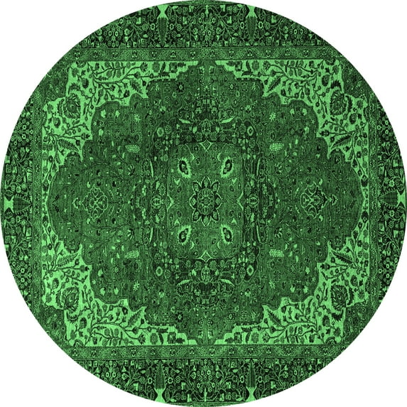 Ahgly Company Indoor Round Persian Emerald Green Traditional Area Rugs, 8' Round