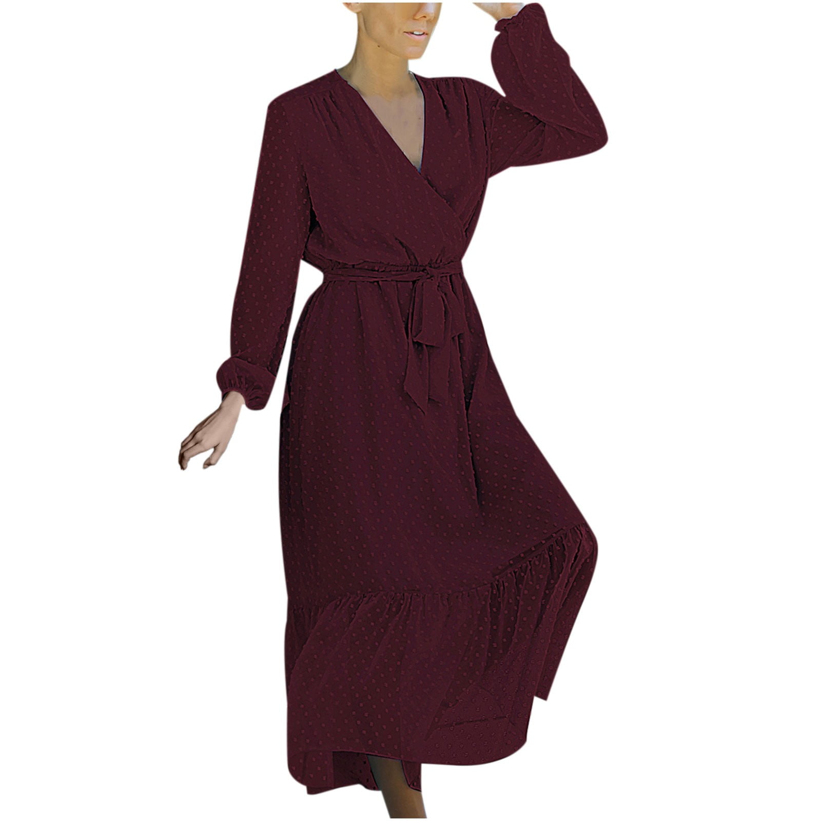 Mrat Long Sleeve V-Neck Dress V-Neck 