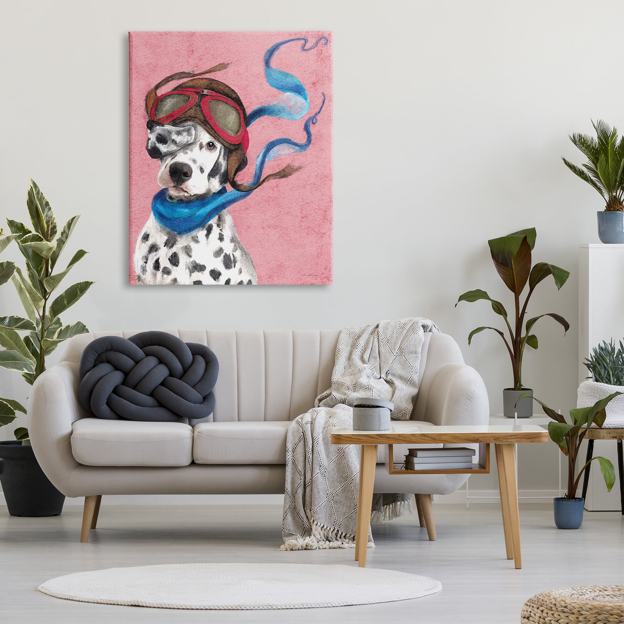 Stupell Industries Dalmatian Pilot Painting Animals & Insects Painting Gallery Wrapped Canvas Print Wall Art, 36 x 48