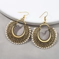 thumbnail image 6 of HOOUN Women Jewelry Retro Boho Baroque Tassel Earrings Hollow Fan Moon Style Stud Hook-Blue, 6 of 6