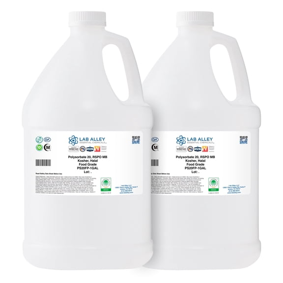 Lab Alley Polysorbate 20, Derived from Palm, RSPO, MB, Kosher, Halal 2, Gallons
