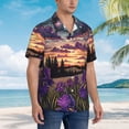 thumbnail image 2 of KLL Men's Hawaiian Shirt Short Sleeve Button Down Beach Shirts-Starry Night Purple Irises, 2 of 5