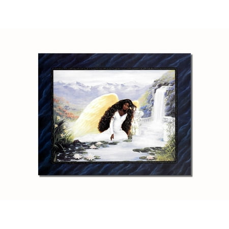 - African American Black Angel #1 with Waterfall and Columns Wall Picture 8x10 Art Print