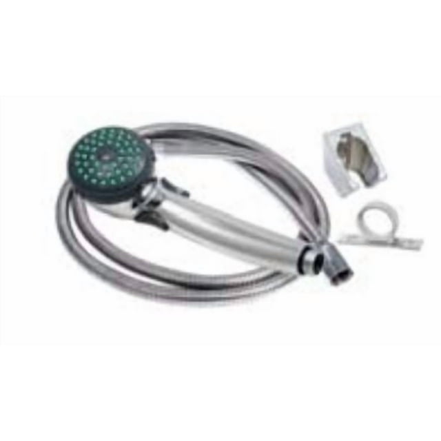 Phoenix Shower Head PF276045 Hand-Held With 60 Inch Double Hooked Stainless Steel Hose; With Single Function Spray Setting; With Trickle Shut-Off; Polished Chrome Plated; Plastic