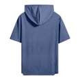 thumbnail image 6 of Short Sleeve Hoodies for Men Cotton Hoodies Summer Sweatshirt Lightweight Breathable Workout Shirts Pullover Blue, 6 of 9