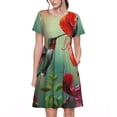 thumbnail image 1 of Balery Hummingbird Floral Paradise Vestidos sueltos de manga corta para mujer, vestidos de verano 2025, vestidos casuales de corte A con vuelo., 1 of 6