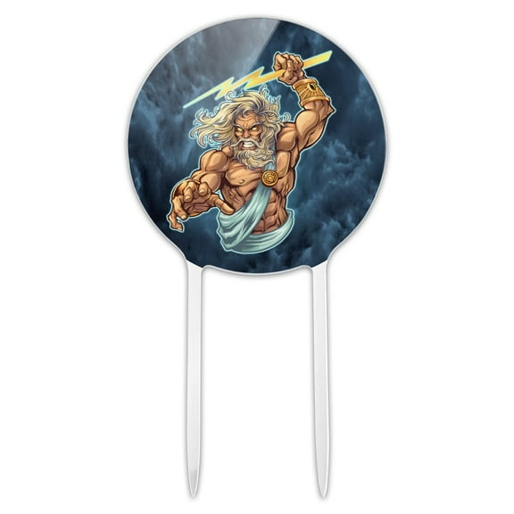 Acrylic Zeus Greek God Mythology Lightning Cake Topper Party Decoration for Wedding Anniversary Birthday Graduation