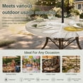 thumbnail image 6 of Round Outdoor Tablecloth with Umbrella Hole and Zipper, White Daisy Rustic Tablecloth with Elastic Waterproof, Pastoral Flowers Honeybees Burlap Patio Table Covers for 45" - 54" Picnic Pool Tables, 6 of 9