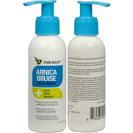 Pure Relief Arnica Bruise Lotion. Rapid relief For Bruising, Redness, And Discoloration. Powerful Bruise Lotion with Soothing Ingredients- Aloe Vera, Vitamin K, Collagen, and Gotu