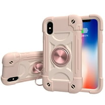 iPhone XR Case with 360° Rotating Metal Ring Kickstand Holder [Work with Magnetic Car Mount], Allytech Heavy Duty PC & Silicone Anti-Scratch Impact Resistant Case for iPhone xr, Rosegold