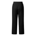 thumbnail image 5 of Oiangi Women's Cotton Linen Pants Drawstring Elastic Waist Pant Casual Loose Fit Palazzo Trousers with Pockets Black L, 5 of 8