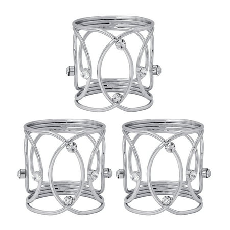 

3pcs Three-dimensional Napkin Clasp Napkin Rings Napkin Buckles Diamond Napkin Ring for Home Restaurant Hotel (Silver)