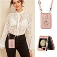 thumbnail image 3 of Phone Case for Samsung Galaxy Z Flip 7 Wallet Cell Cover with Crossbody Strap, Ring Stand RFID Blocking Credit Card Holder Shockproof Drop Protective Case for Galaxy Z Flip 7 Women Girls, Rosegold, 3 of 10