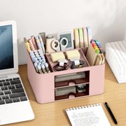 Feltree Desk Organizer with 2 Drawer Multi Functional Pencil for Desk Desk Organizers and Accessories with 5 Compartments Drawer for Office with Study Supplies