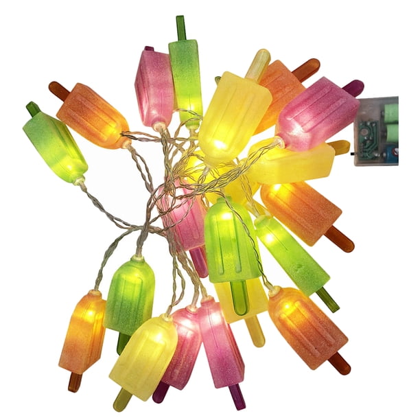 BRIGHTFUFU Cadena de luces LED para helados, luz que funciona con pilas, decoración colgante, 3 metros, 20LED