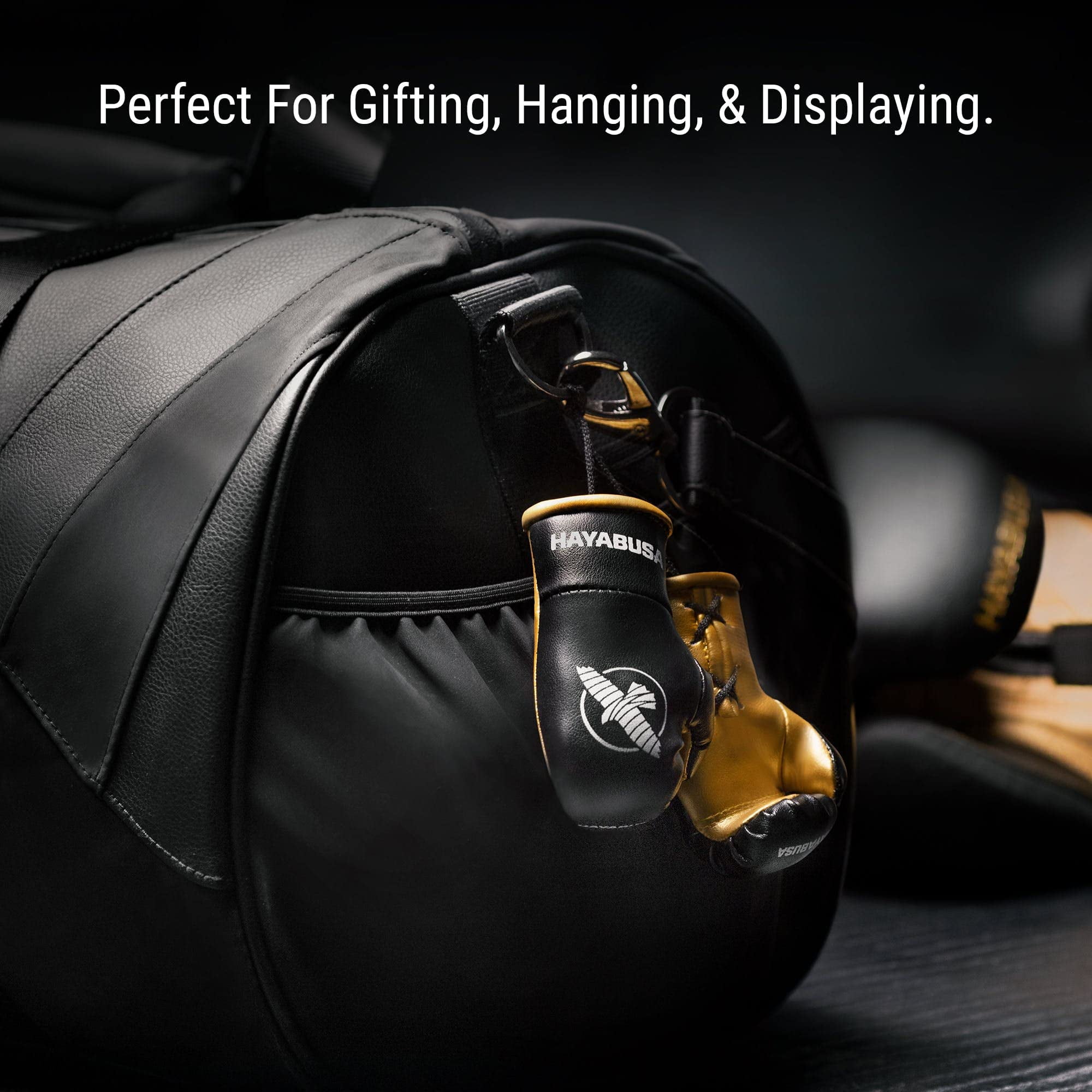 Hayabusa Mini Boxing Gloves, Men and Women boxing gifts - Black/Gold