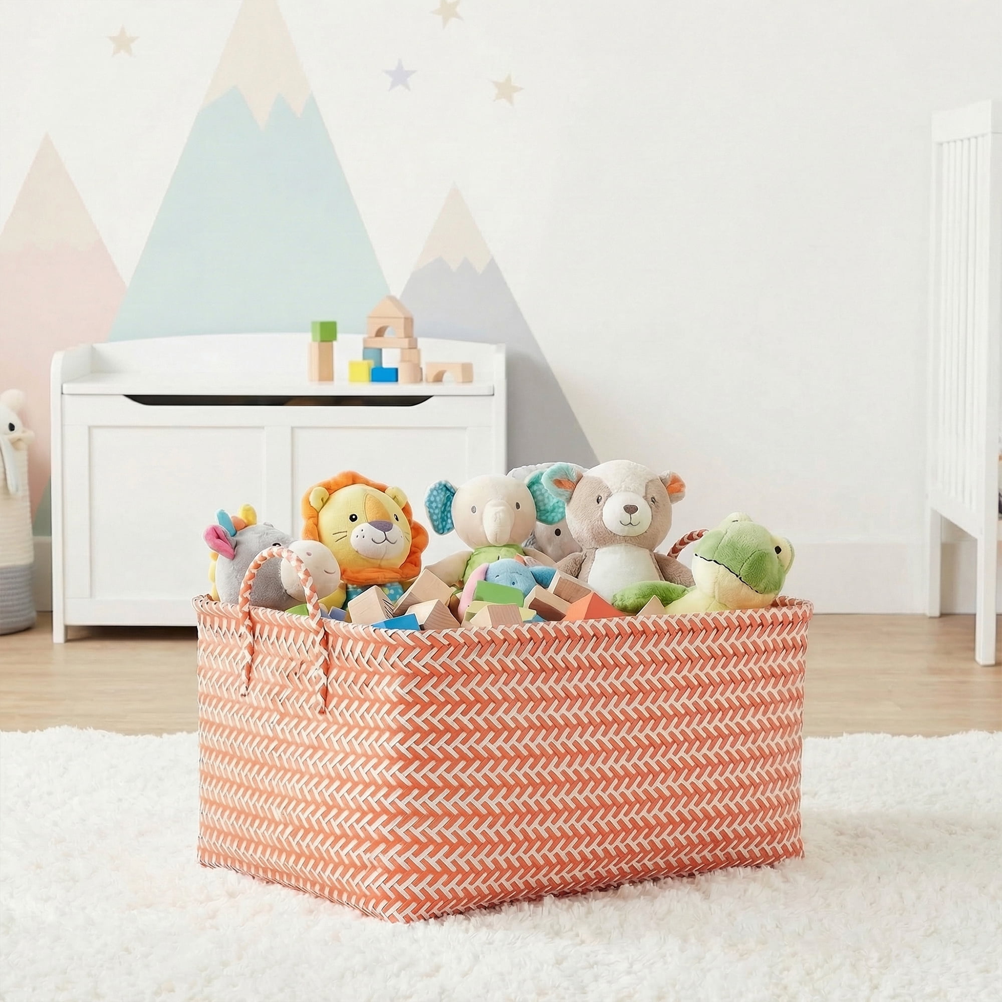 Unique Bargains Wicker Shelf Closet Storage Bin for Blankets Pink 15.7" x 10.6" x 8.7"