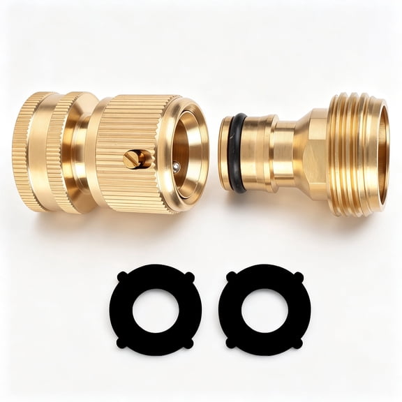 LLNC 3/4" GHT Garden Hose Quick Connect, Solid Brass Leak-Proof Male & Female Hose Fittings, Heavy Duty Quick Disconnect for Sprinkler Pressure Washer, 1 Pack