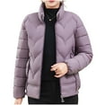 thumbnail image 3 of HongQid Women's Puffer Jacket Lightweight Quilted Padded Zip-up Stand-collar Winter Coat, 3 of 3