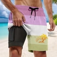 thumbnail image 4 of ibiyuan Mens Swim Trunks with Mesh Lining Quick Dry Mens Bathing Suits 2 In 1 Beach Shorts with Pockets Lightweight Hawaiian Print Swimwear for Men,Light Purple-2, 4 of 4