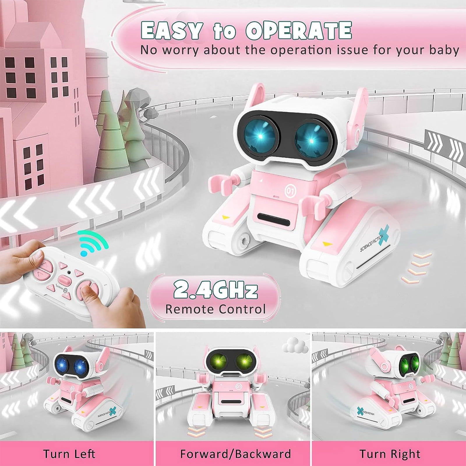 Rechargeable RC Robot Remote Toy,Intelligent 2.4G Control Robot Toy,Walking Dancing Music Light Toy, Educational Interactive Robot Toy,Hand Eye Coordination Development Toy,USB Charging Robot Toy