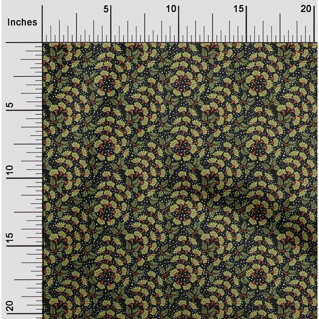 oneOone Polyester Lycra Fabric Dot & Floral Artistic Print Fabric BTY 56 Inch Wide