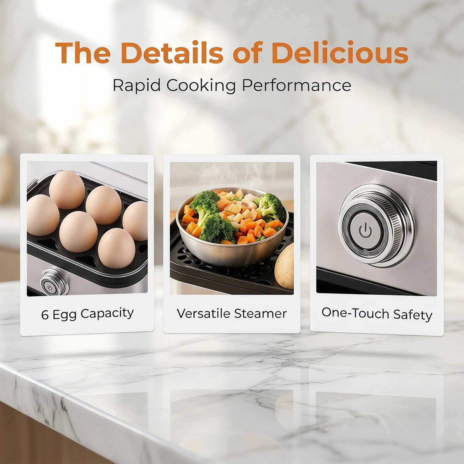 Multifunctional Egg Steamer with Clear Lid, 2026 Electric Stainless Steel Rapid Egg Cooker with 6-Egg Capacity for Soft, Medium & Hard Boiled Eggs