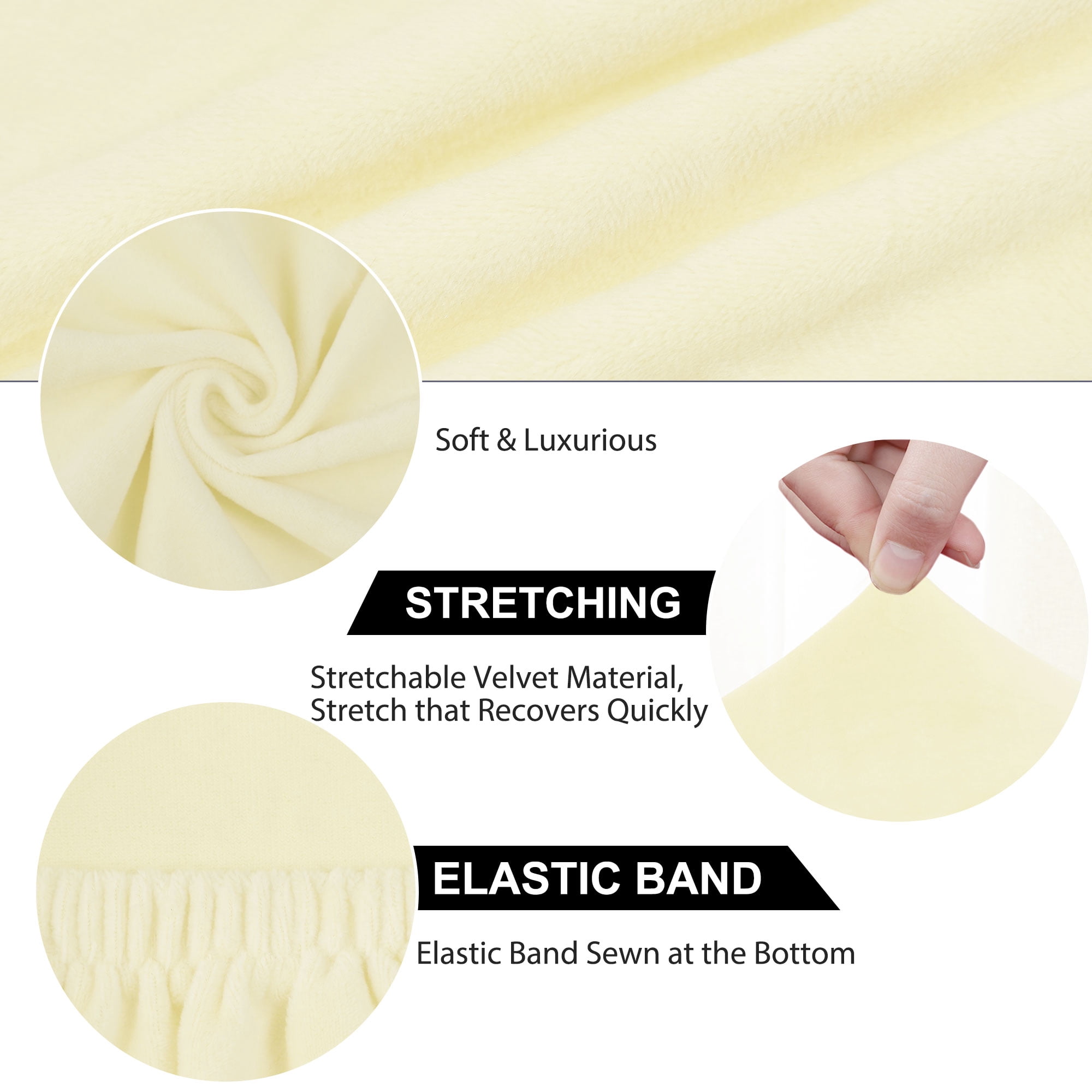 Unique Bargains 6Pcs Velvet Dinning Chair Seat Cover Elastic Stretchable Slipcovers Cream